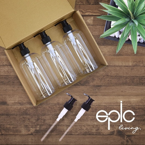 🆕️ Epic Living Latex-free Pump Bottles Soap Shampoo Conditioner 16oz 3pack - Picture 2 of 7
